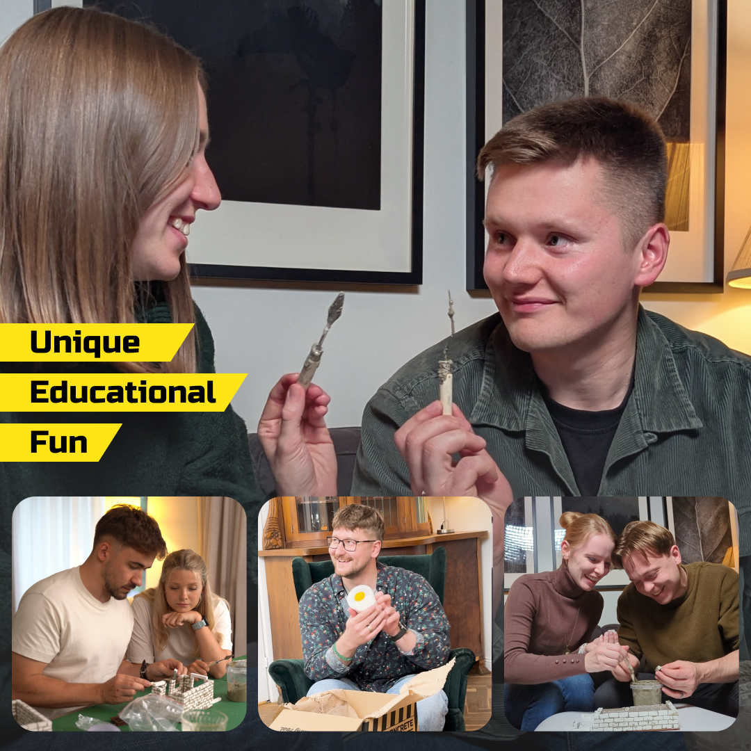 Miniature Concrete House Kit used by different people as a fun DIY project or unique gift idea