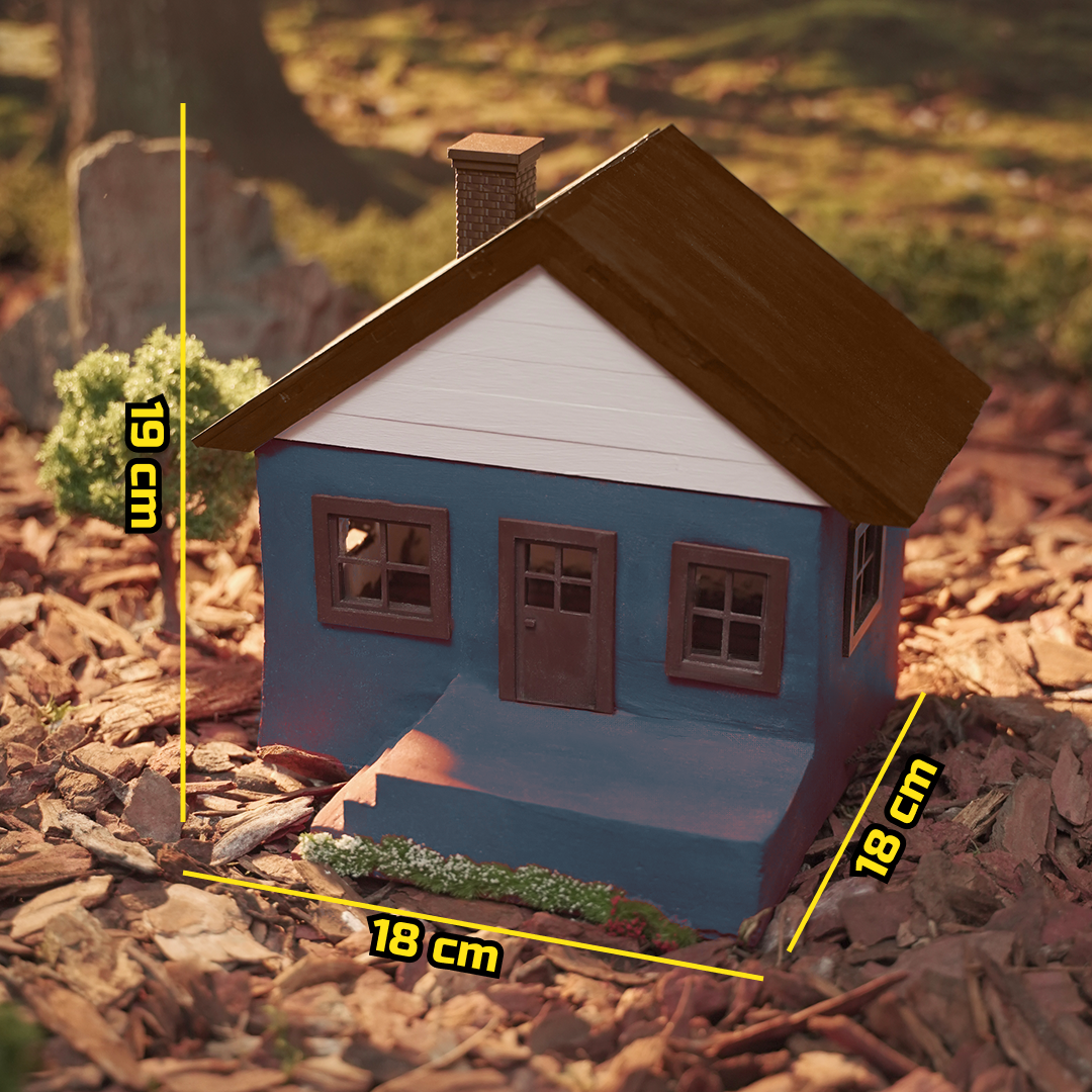 DIY miniature concrete house model built from the Miniature House Kit, 18×18×19 cm