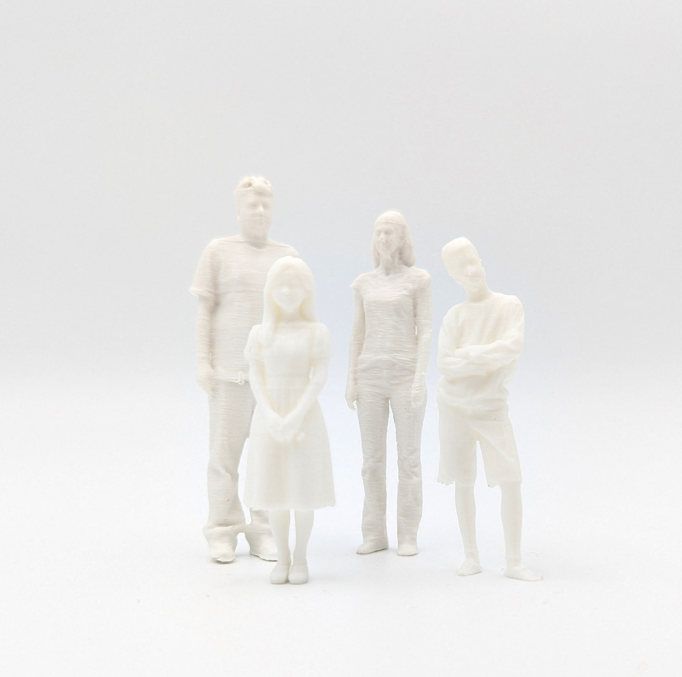 DIY miniature people figurines set – paintable 3D printed family tiny figures for miniature house kits