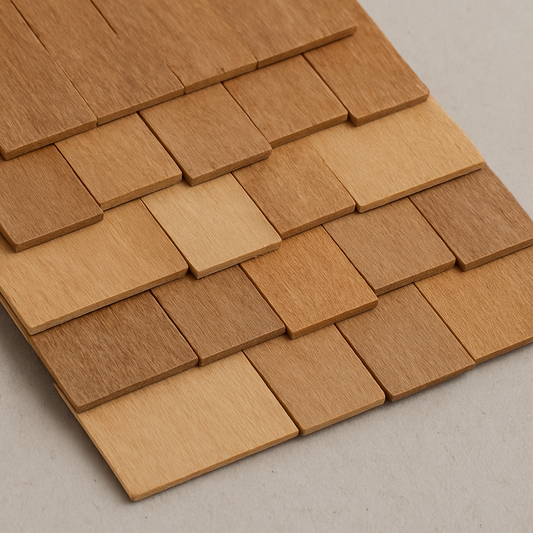 wooden miniature roof shingles